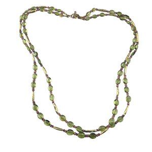 18K Yellow Gold Peridot, Pink & Orange Sapphire Necklace JAGi Certified #22678